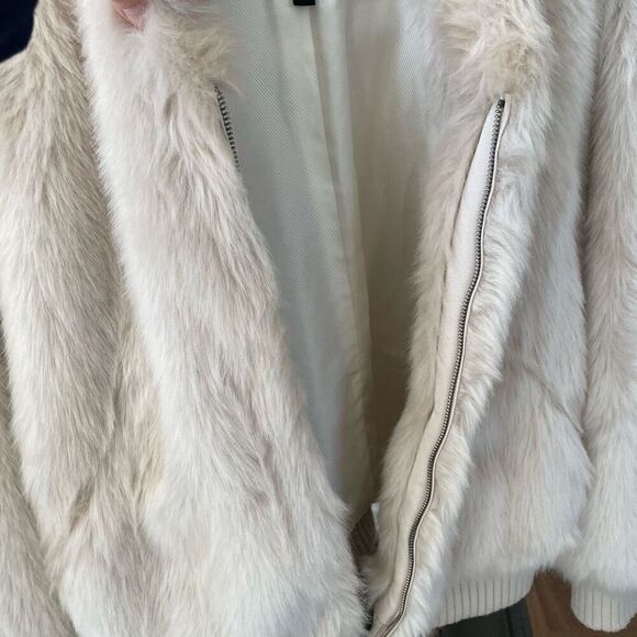 Banana Republic Faux Fur Bomber Jacket Mob Wife L - Picture 7 of 11